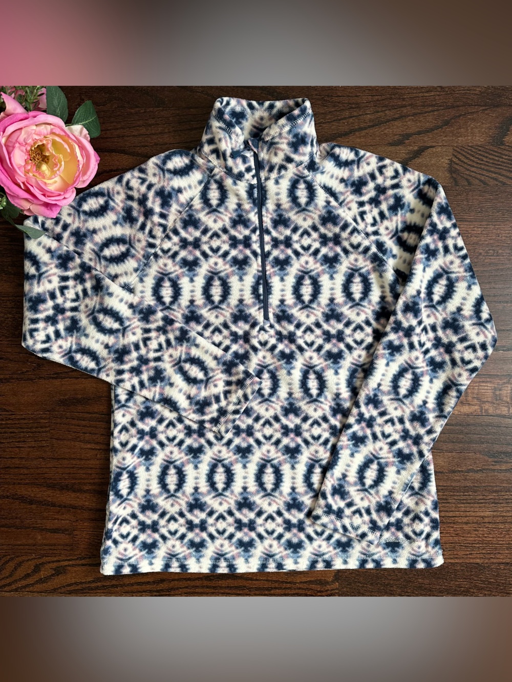 Eddie Bauer 1/4 zip Southwestern patterned fleece pullover, size M